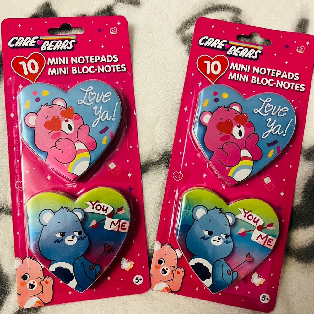 20 Care Bear ❤️Mini Valentine’s Day Notepads with Cheer Bear 🩷 and Grumpy Bear 💙